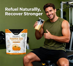 Probase Nutrition pumpkin-seed-protein-powder closeup displaying fine, smooth texture.