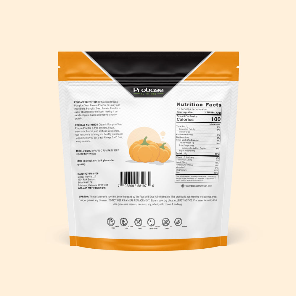 Probase Nutrition zinc magnesium icons representing minerals from pumpkin seeds.
