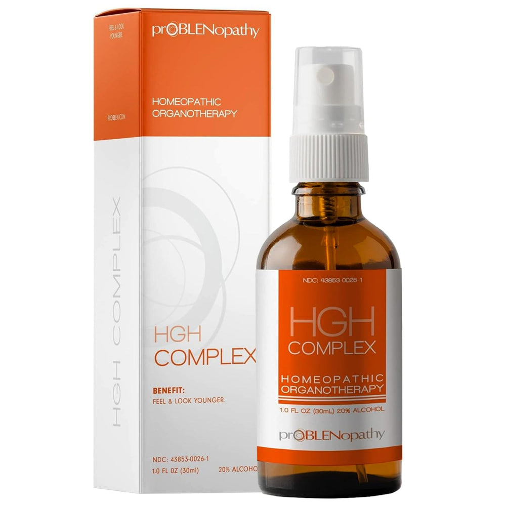 ProBLENopathy HGH spray bottle front view highlighting convenient daily energy and recovery support.