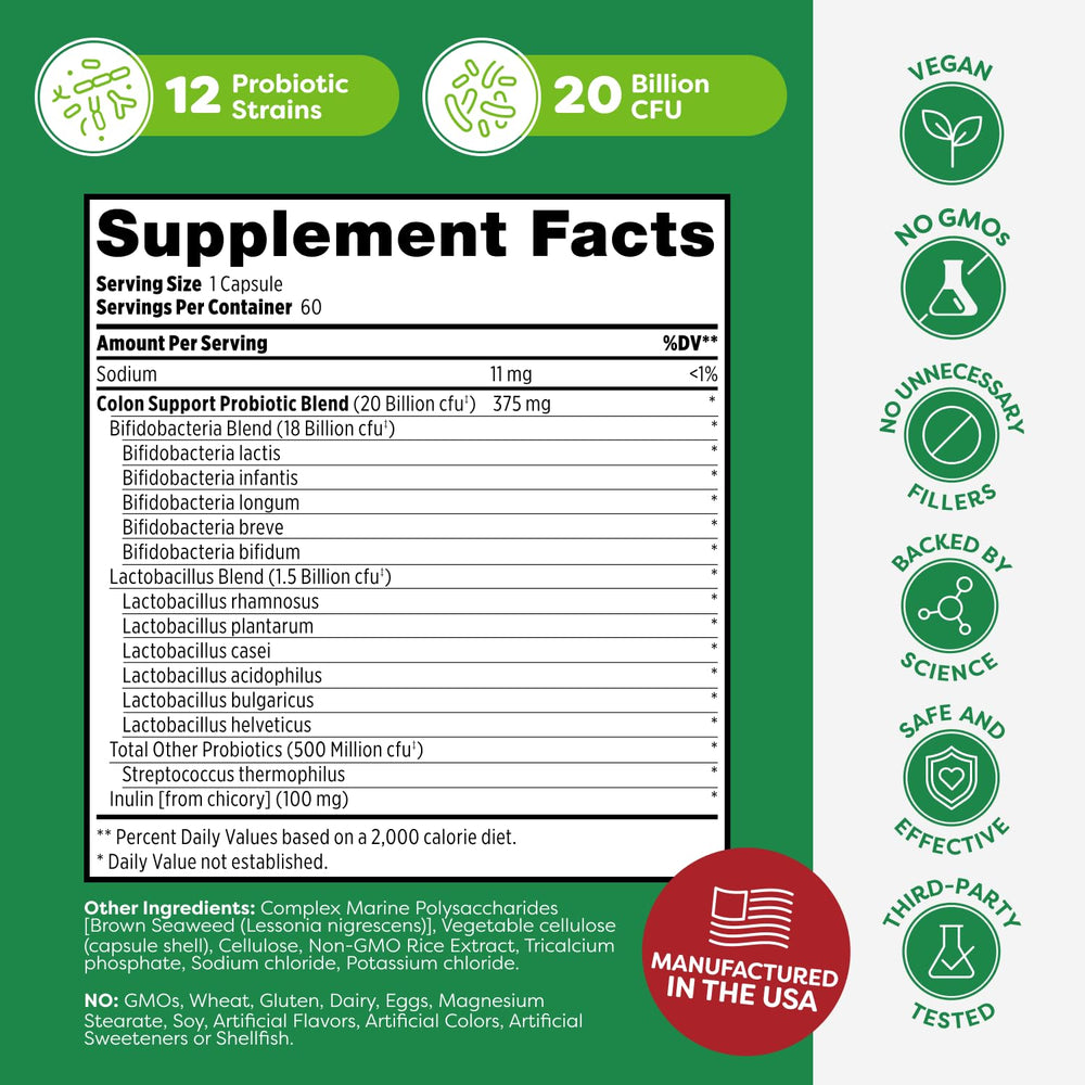 Probulin colon support bottle with serving size indicator for easy daily use.