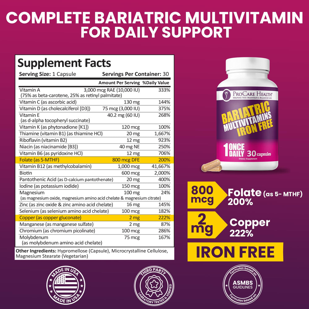 ProCare Health veggie capsules dissolve quickly for post-bariatric absorption