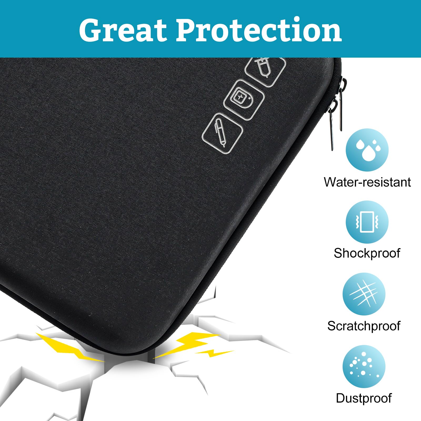 ProCase water-resistant design keeps contents dry in damp conditions.