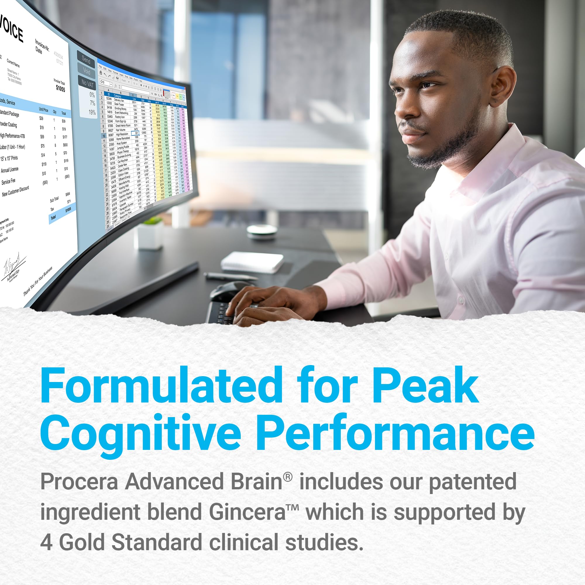 Packaging icon visualization associates Procera Advanced Brain with brain health ideas.