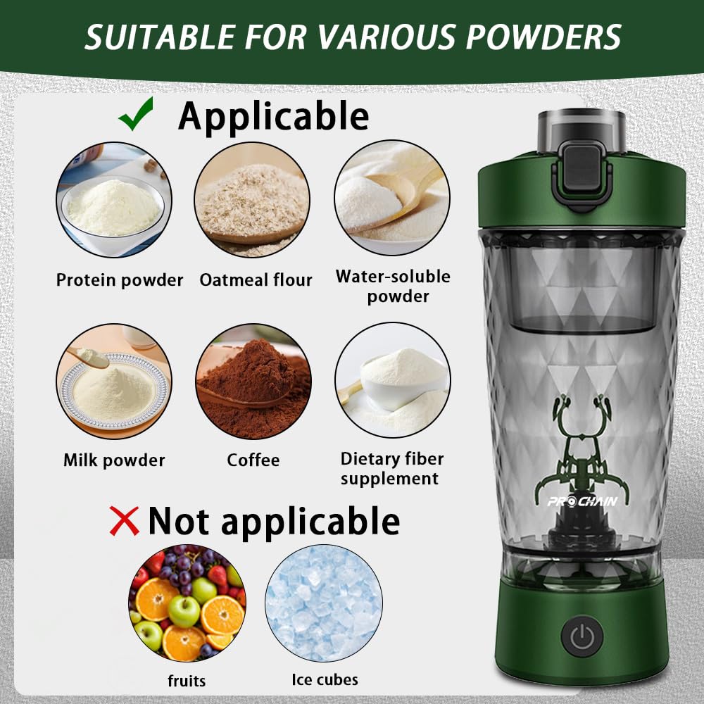 PROCHAIN electric protein shaker bottle storage compartment keeps powder organized