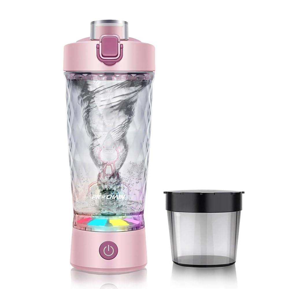 Prochain electric protein shaker bottle lid demonstrates a secure leak-proof seal for on-the-go use.