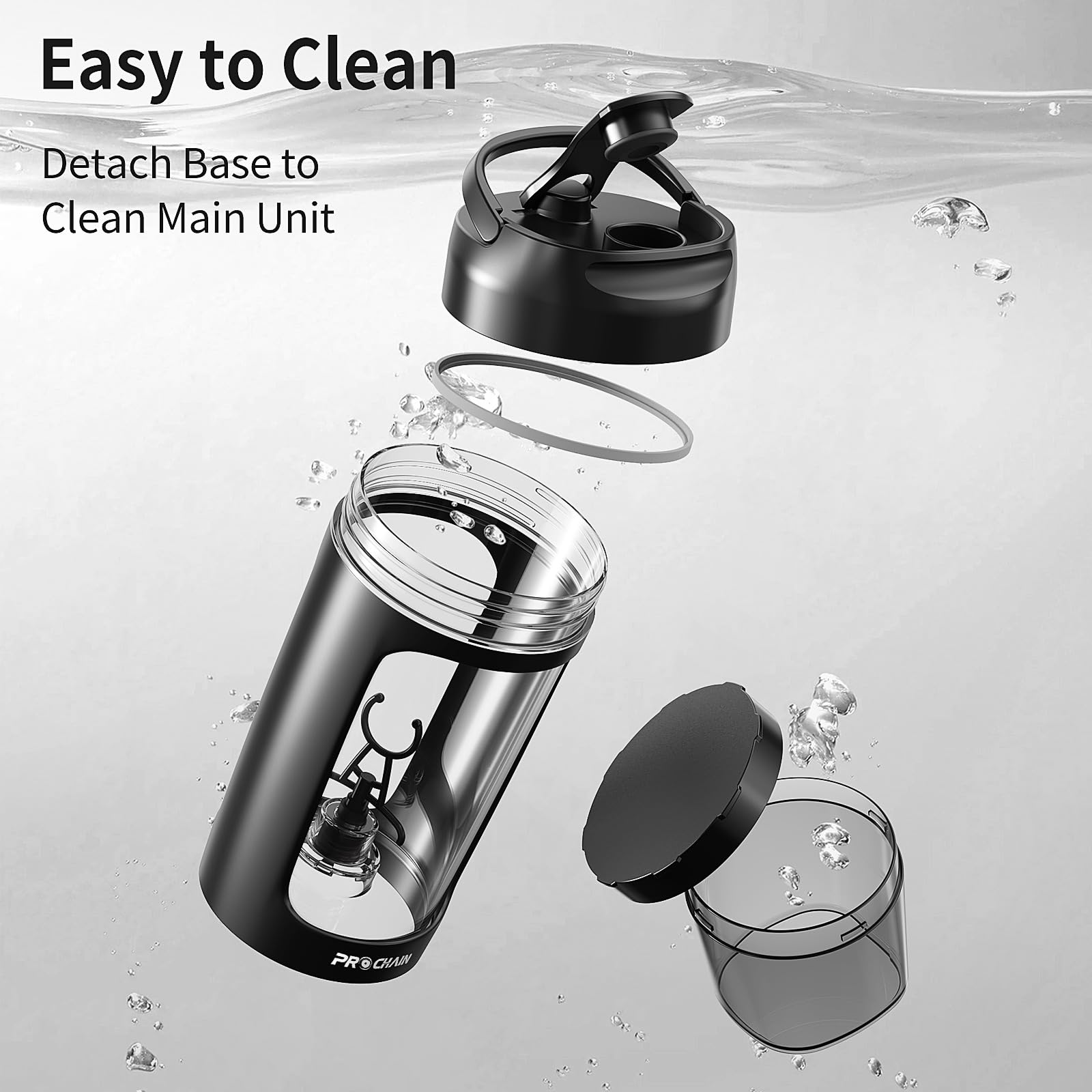 PROCHAIN shaker includes powder storage cup for convenient supplements