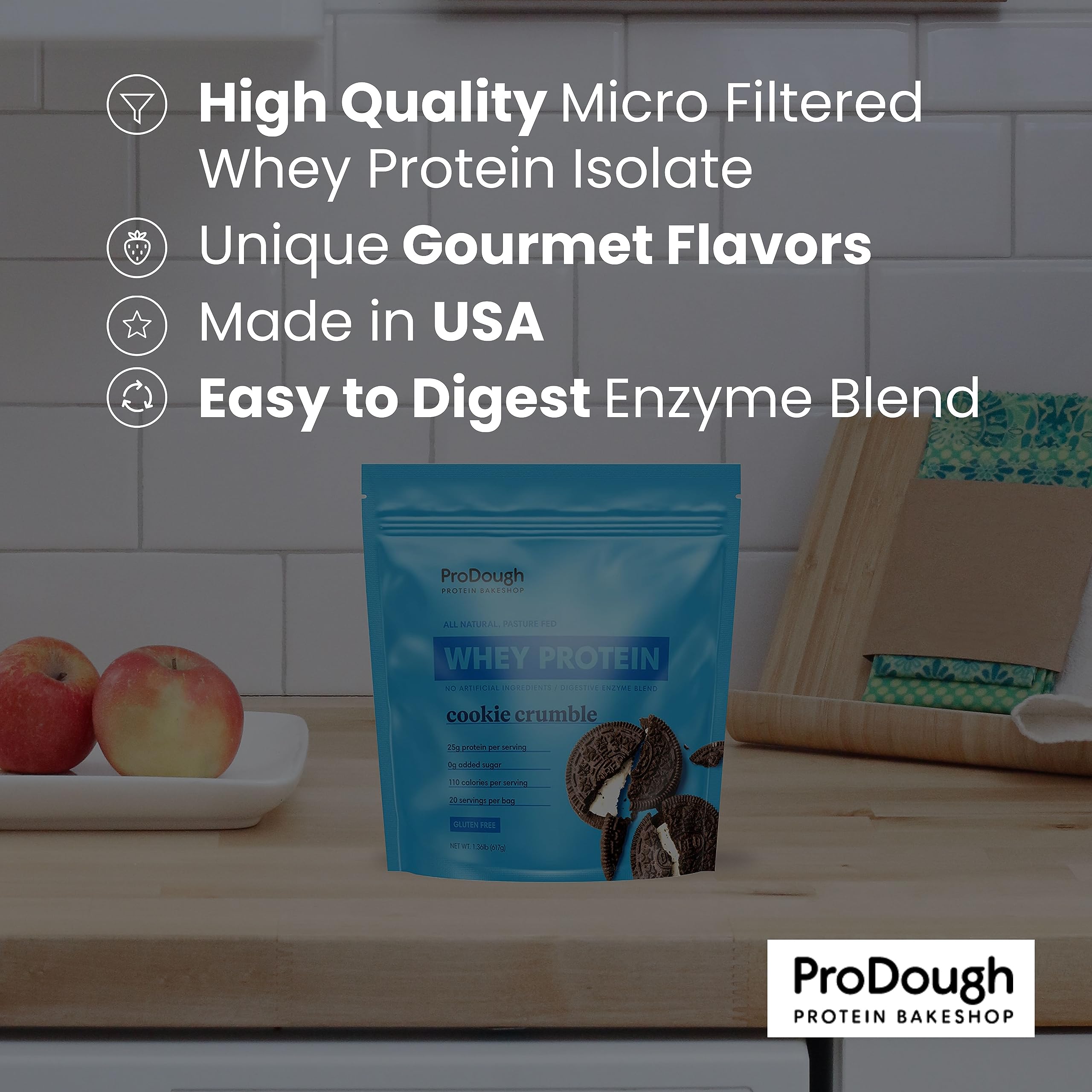 ProDough 3g carbs and 1g fiber on label