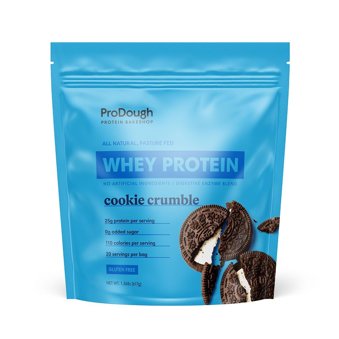 ProDough Gourmet Whey Isolate hydrolyzed bag front highlights high-protein source for active days