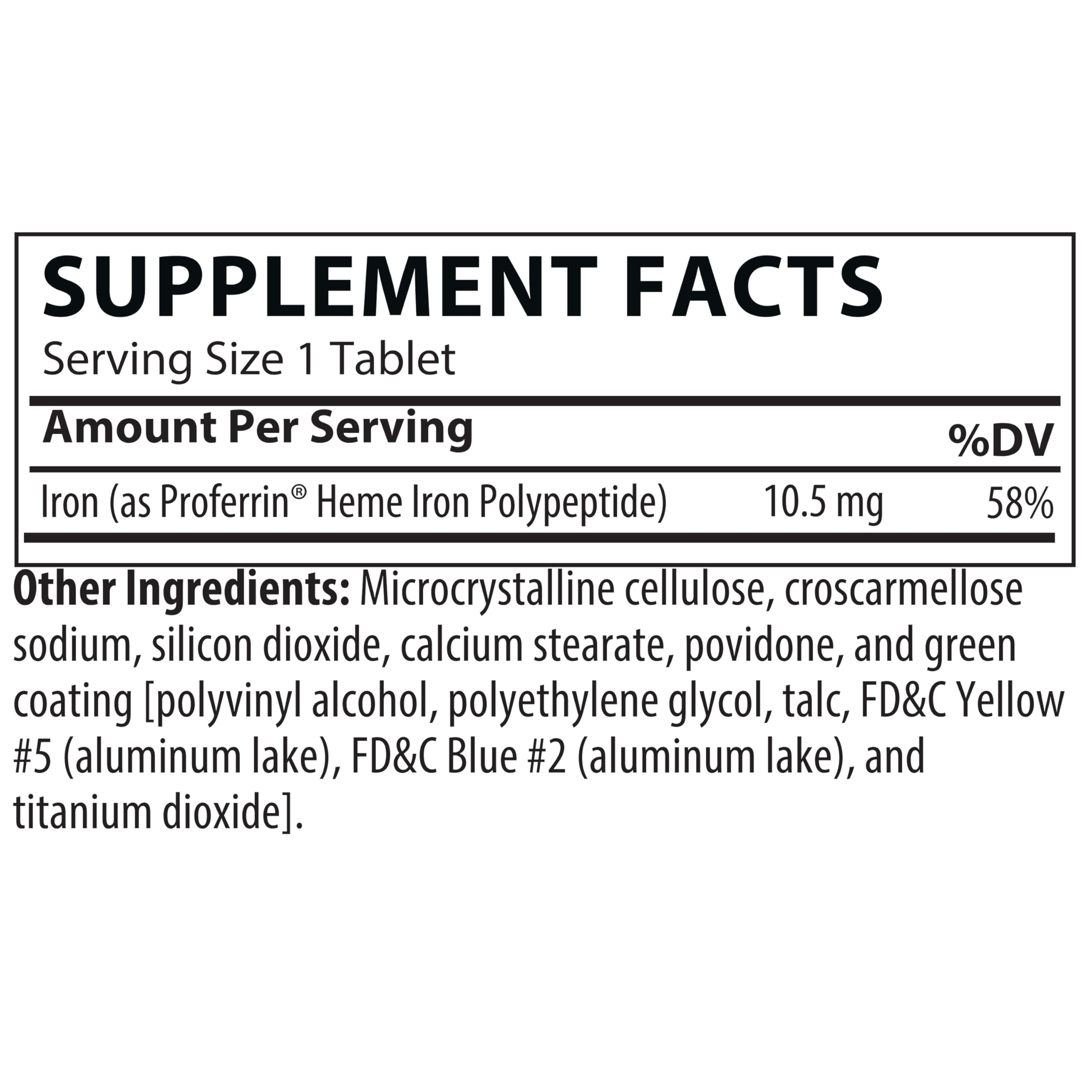 Close-up of Proferrin ES bottle pouring tablets for convenient daily intake.