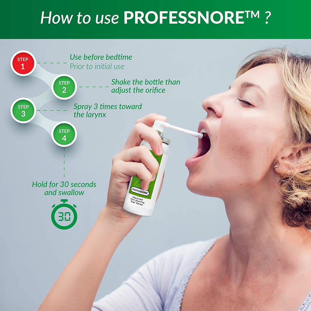 Professnore easy-to-use spray mechanism shown as part of a simple bedtime routine.