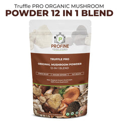 PROFINE Truffle PRO mushroom powder coffee mug—easily dissolves for a natural morning energy boost