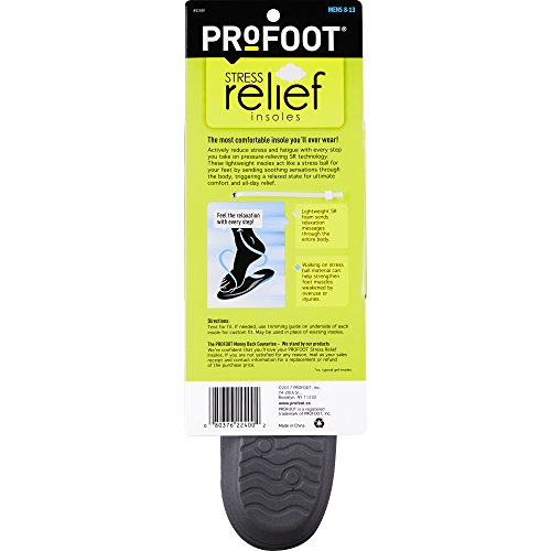 Profoot Stress Relief Insole bottom view highlights lightweight SR foam for fatigue relief