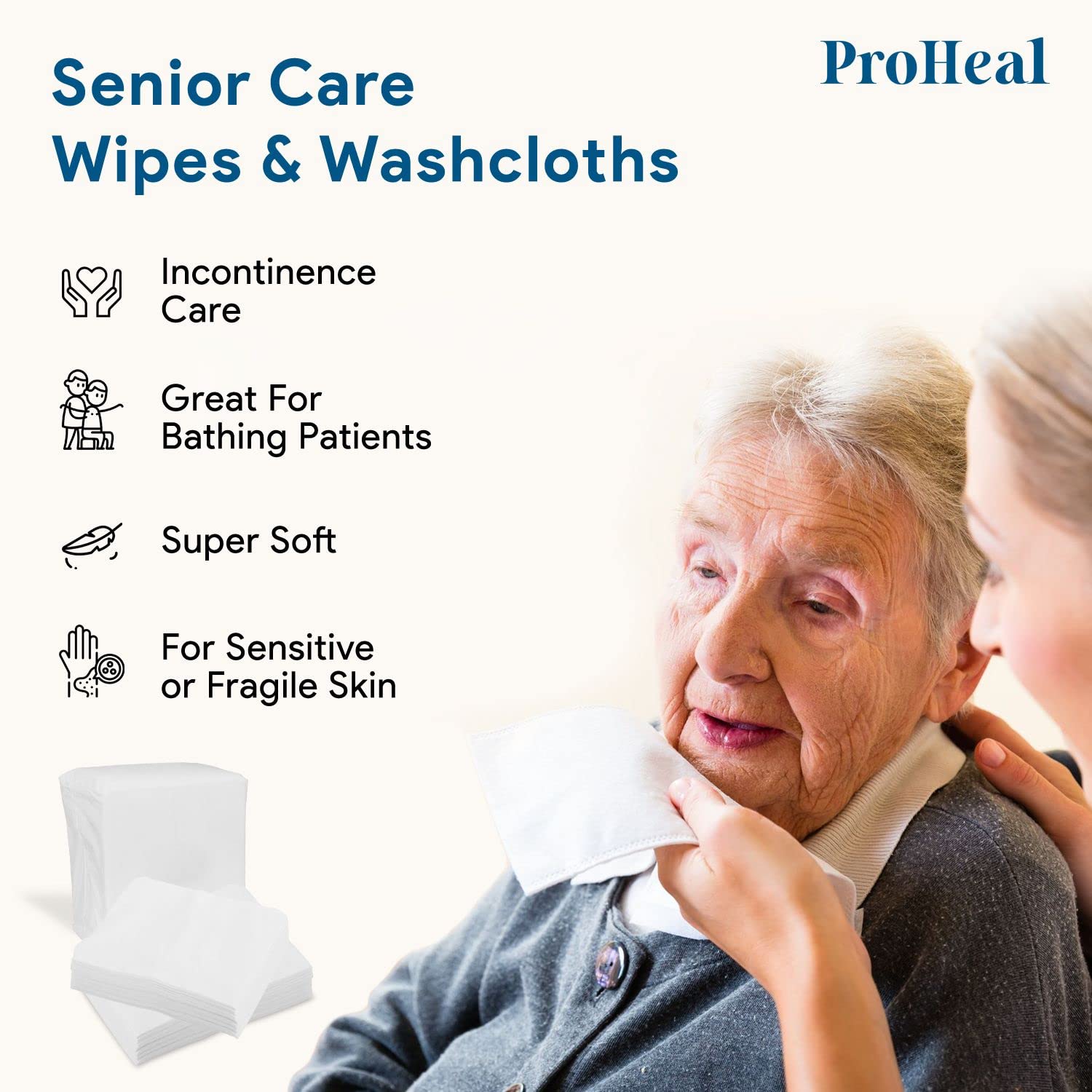 Makeup removal with ProHeal dry wipes for facial cleansing