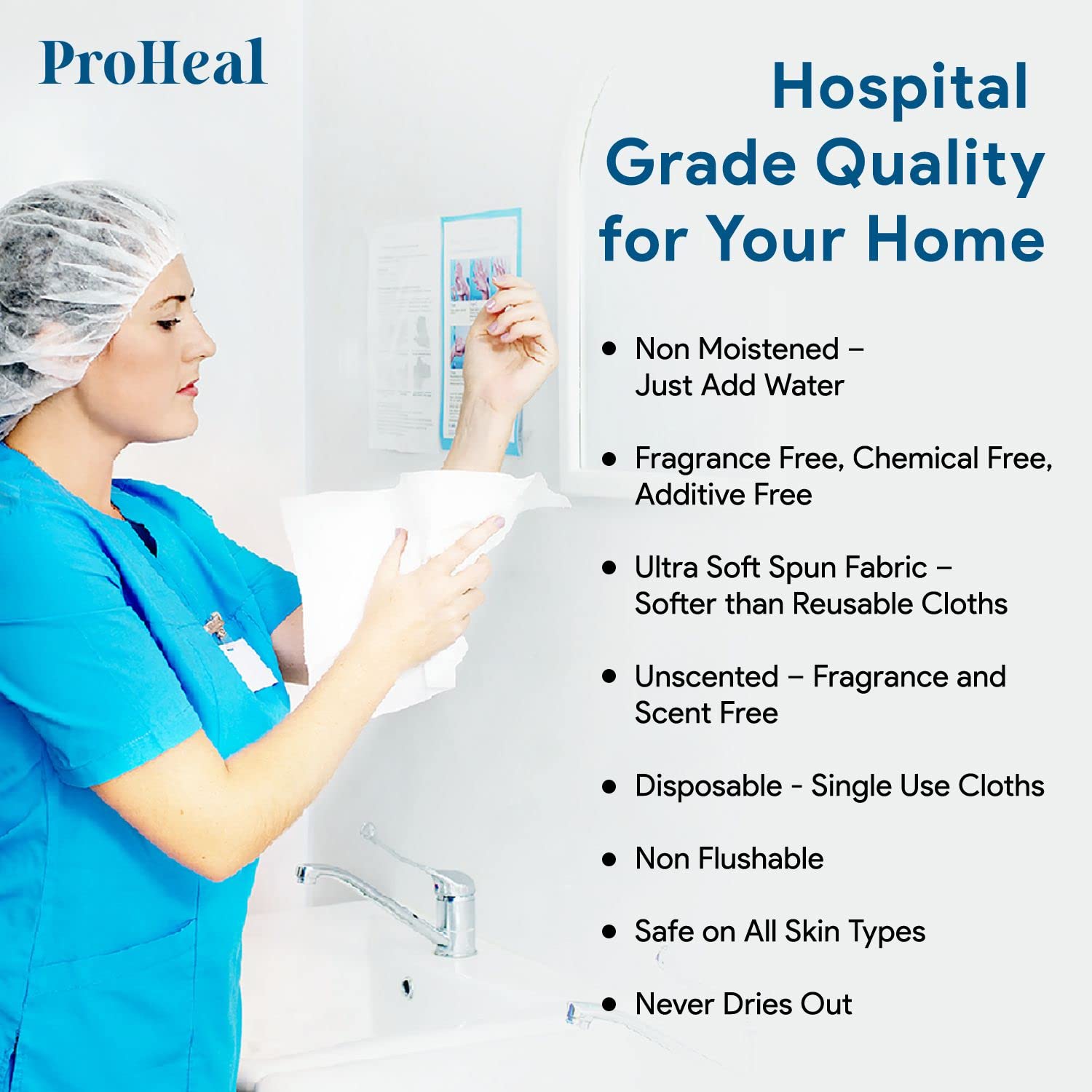 Hospital-grade durability implied by ProHeal wipes in a professional setting
