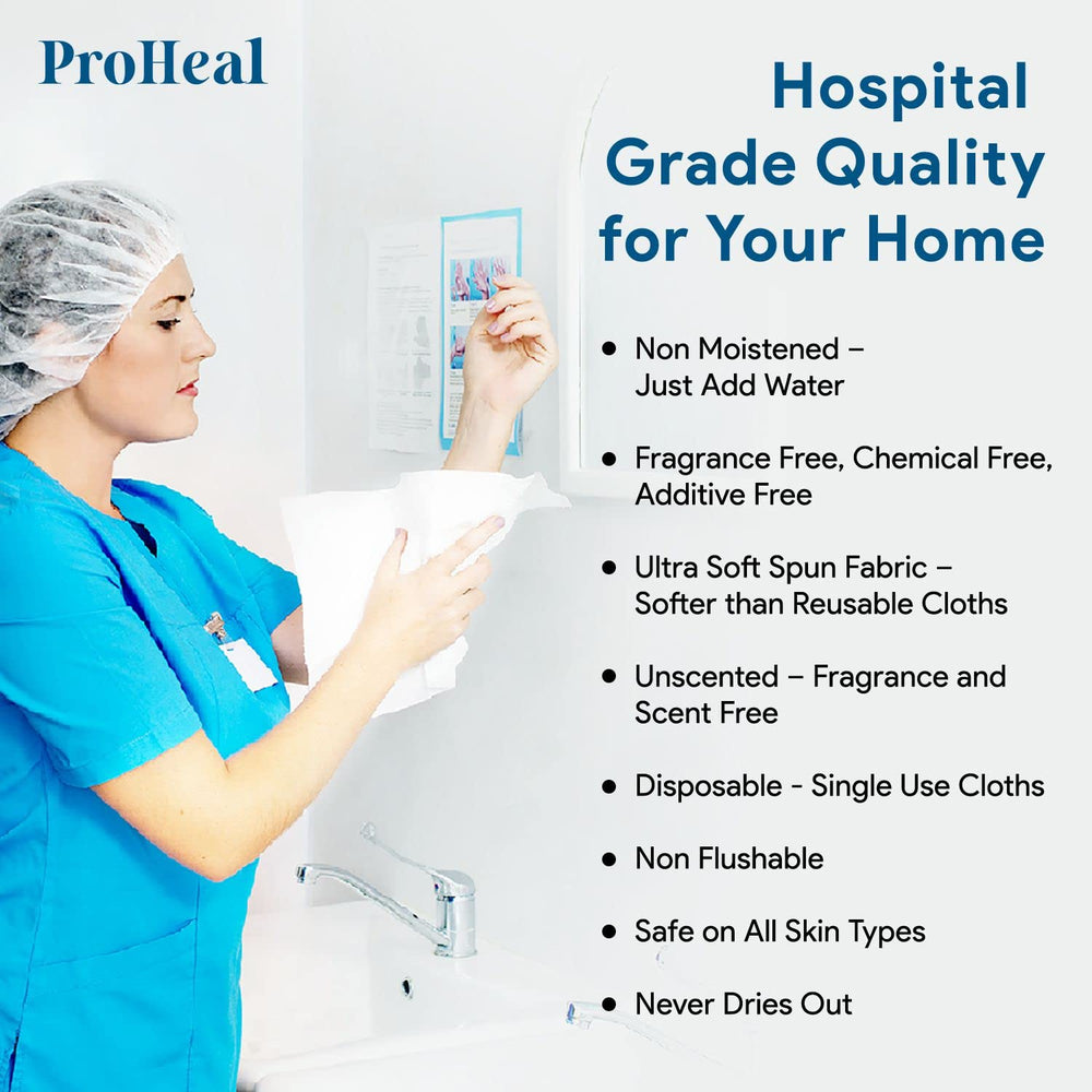 ProHeal dry wipes for professional care settings, ensuring hygienic use