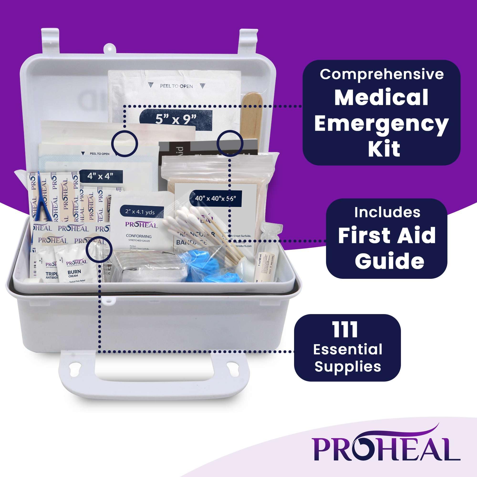 ProHeal wall-mount first aid kit tabs enable easy access