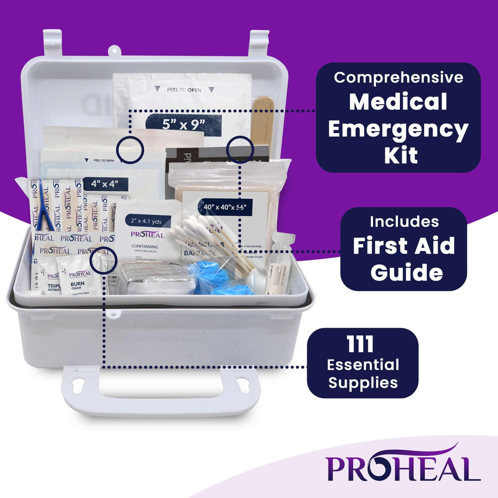 ProHeal wall-mount first aid kit tabs enable easy access