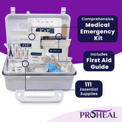 ProHeal wall-mount first aid kit tabs enable easy access