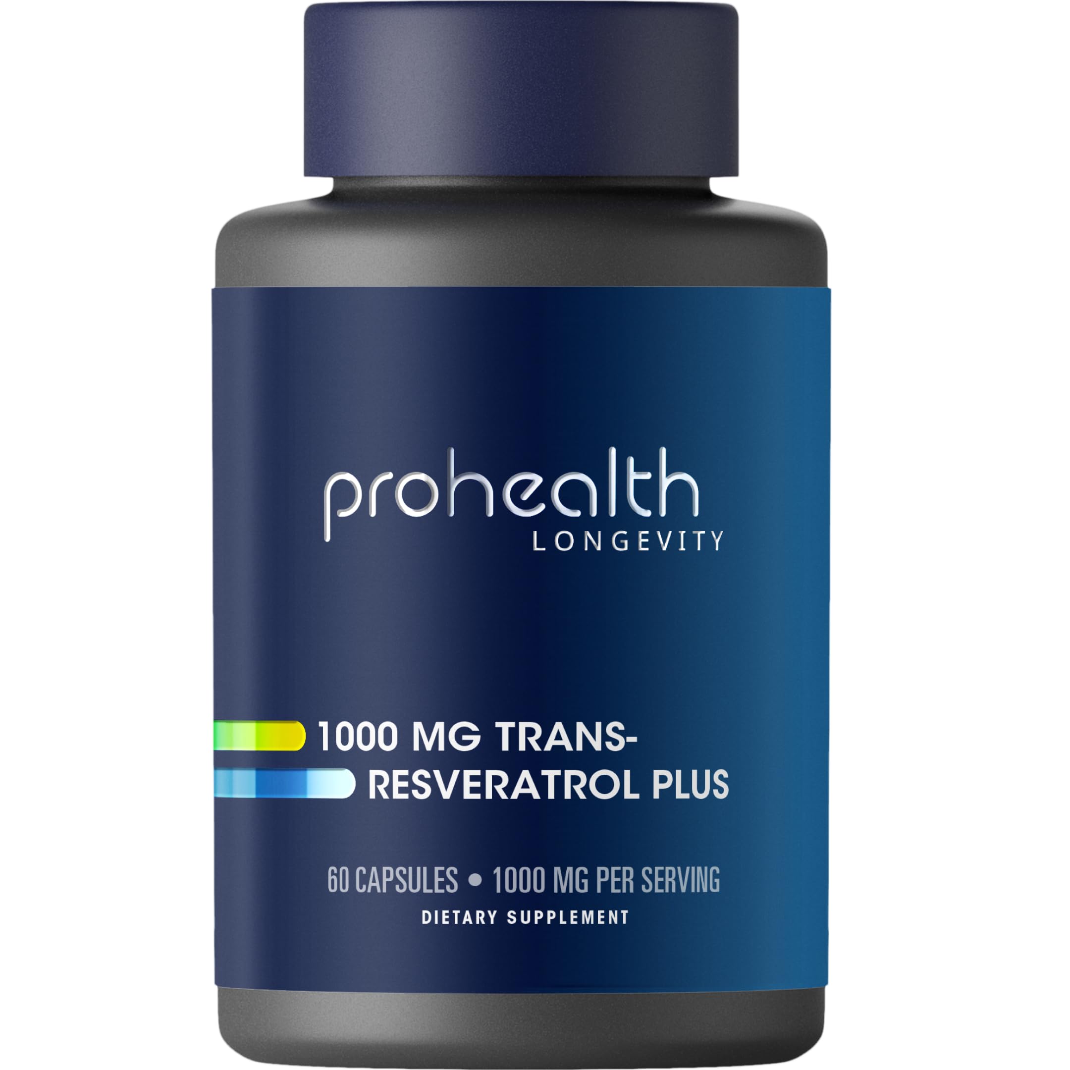 ProHealth Resveratrol bottle with capsules showing pure trans-resveratrol for antioxidant support.