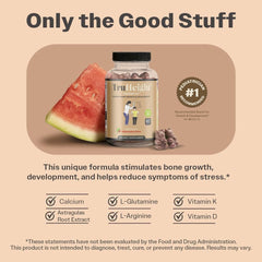 ProHeight TruHeight Growth Gummies bottle with label; includes vitamin D and calcium.