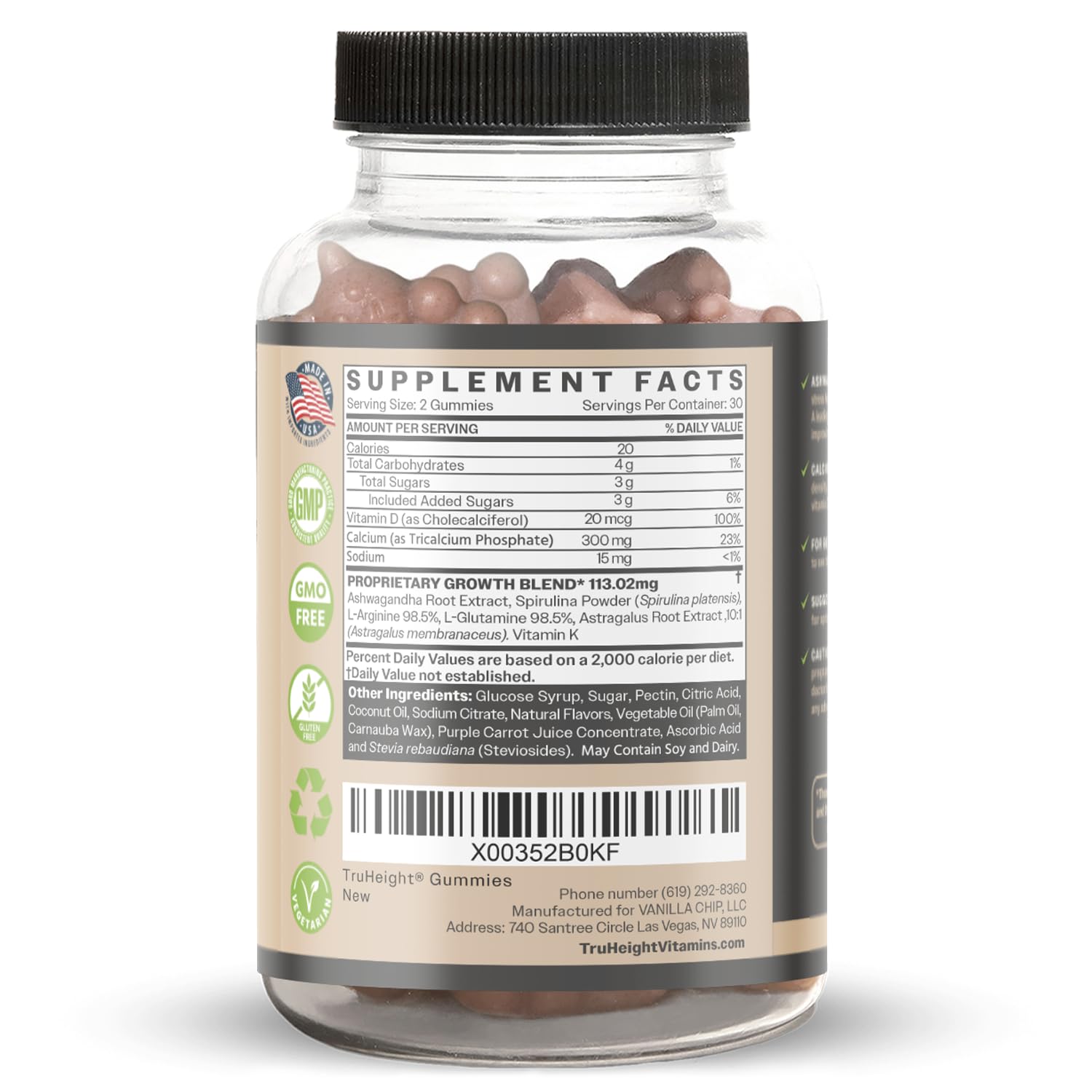 ProHeight TruHeight Growth Gummies close-up; tasty daily vitamin support for growth.