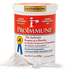 ProImmune Glutathione tub front shows the 62 serving package for daily support.