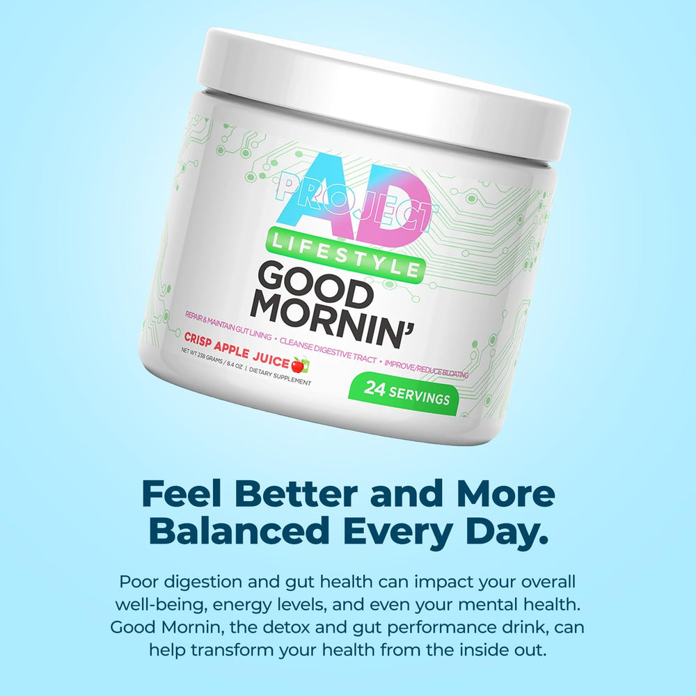 PROJECT AD Life Good Morning bottle and glass, convenient daily ritual