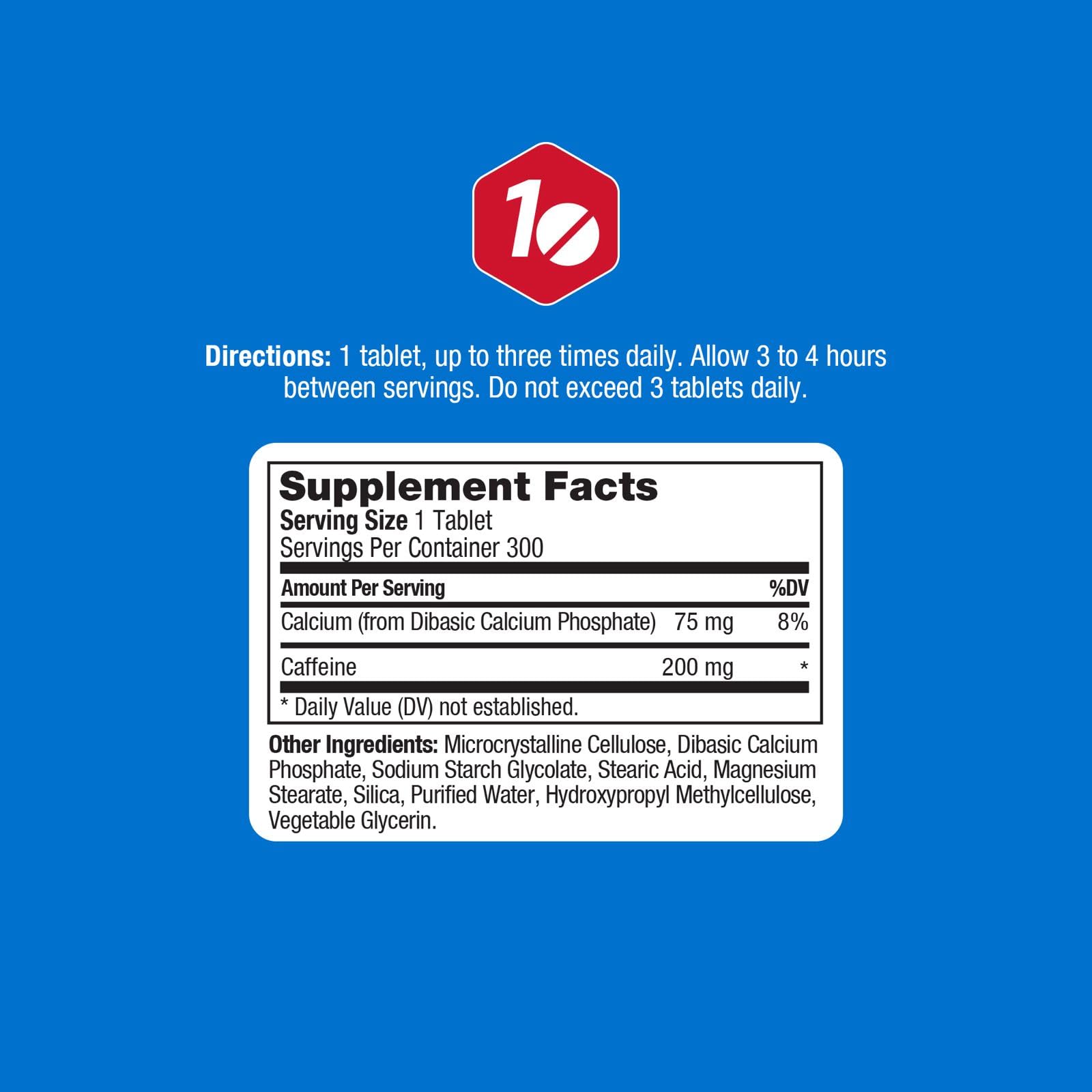 ProLab caffeine tablets close-up showing precise 200mg dose