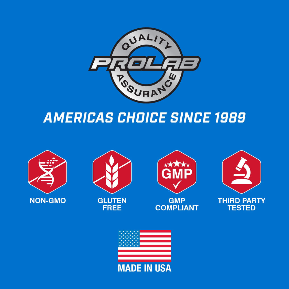 ProLab caffeine tablets label with dosage information and servings