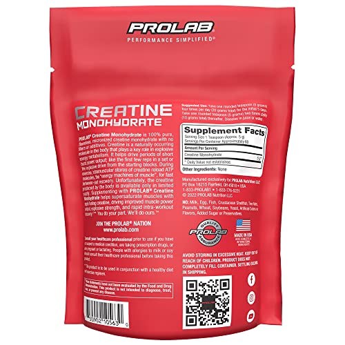 ProLab Creatine Monohydrate scoop demonstrates precise 5 g serving for consistency