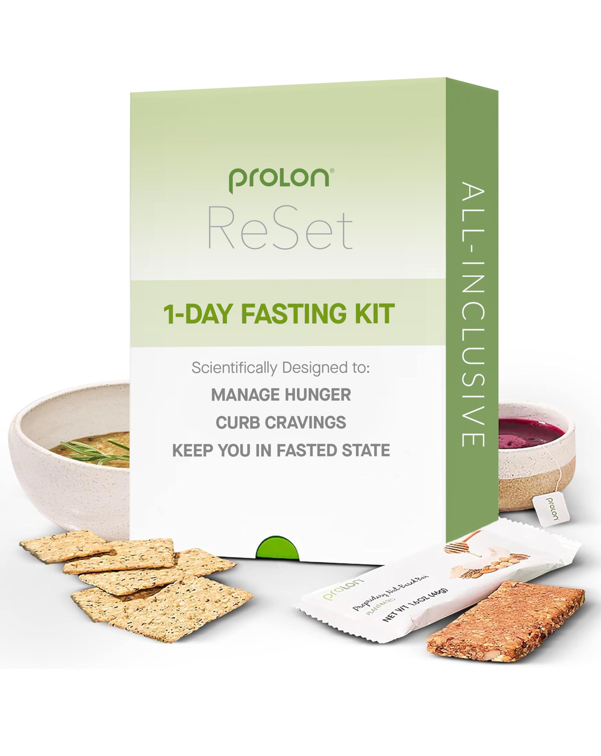 Prolon 1-Day Reset kit front view showing the all-in-one fasting day solution