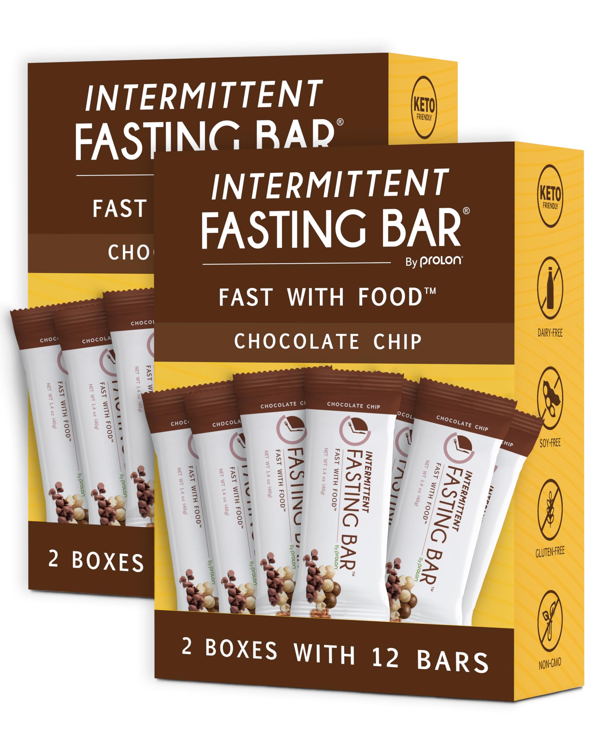 Prolon Chocolate Chip Bar close-up showing chips and sea salt for fasting-friendly energy