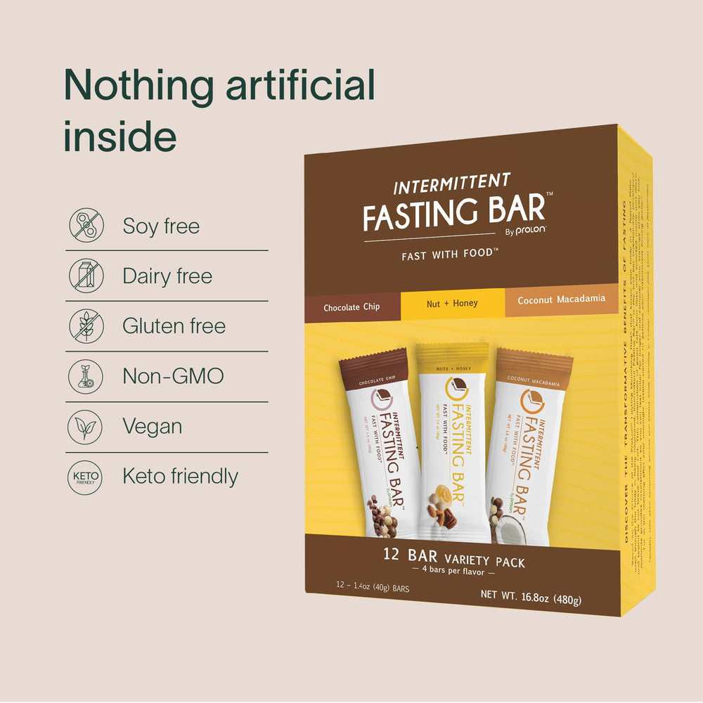 Prolon Fasting Bars emphasizing high fiber content and healthy fats