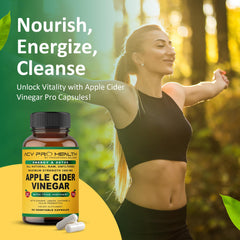 ACV Pro capsules close-up highlighting organic ingredients and convenient daily use.