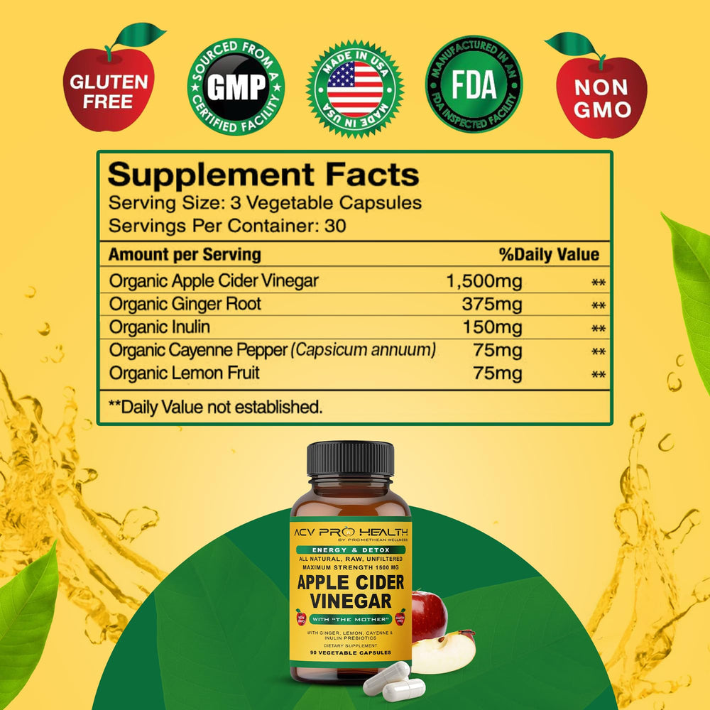 Promethean Wellness ACV Pro serving shot with easy-to-swallow capsules.