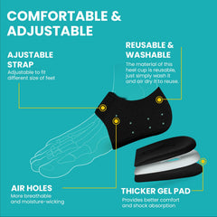 Promifun breathable heel protector highlighting air holes for ventilation.