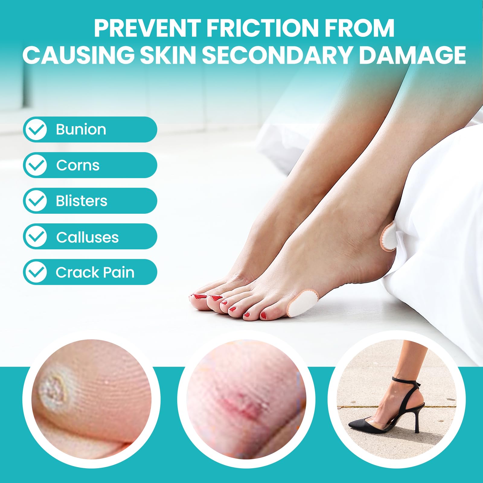 Promifun bunion pads multi-size pack ensures a secure fit across different shoe types.