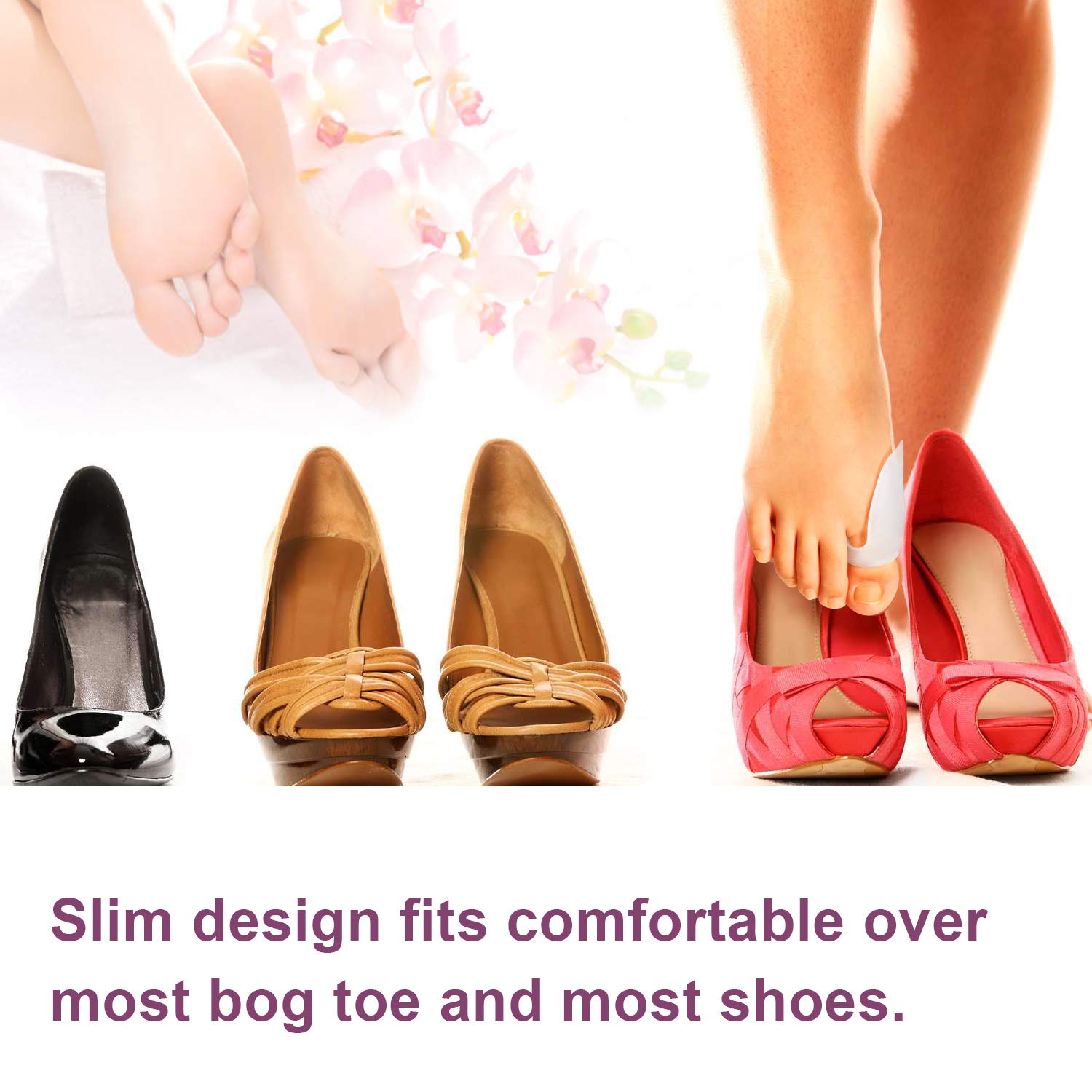 Promifun bunion protector worn with socks for secure daily wear.