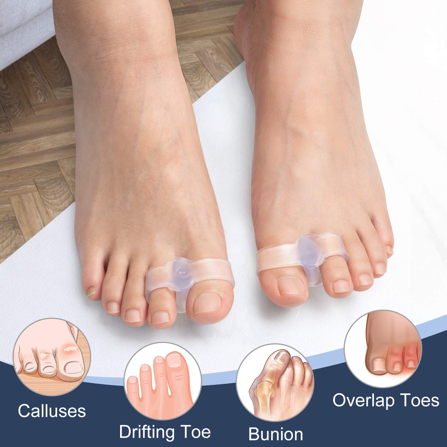 Promifun Gel Toe Corrector features double-loop design that stays in place.