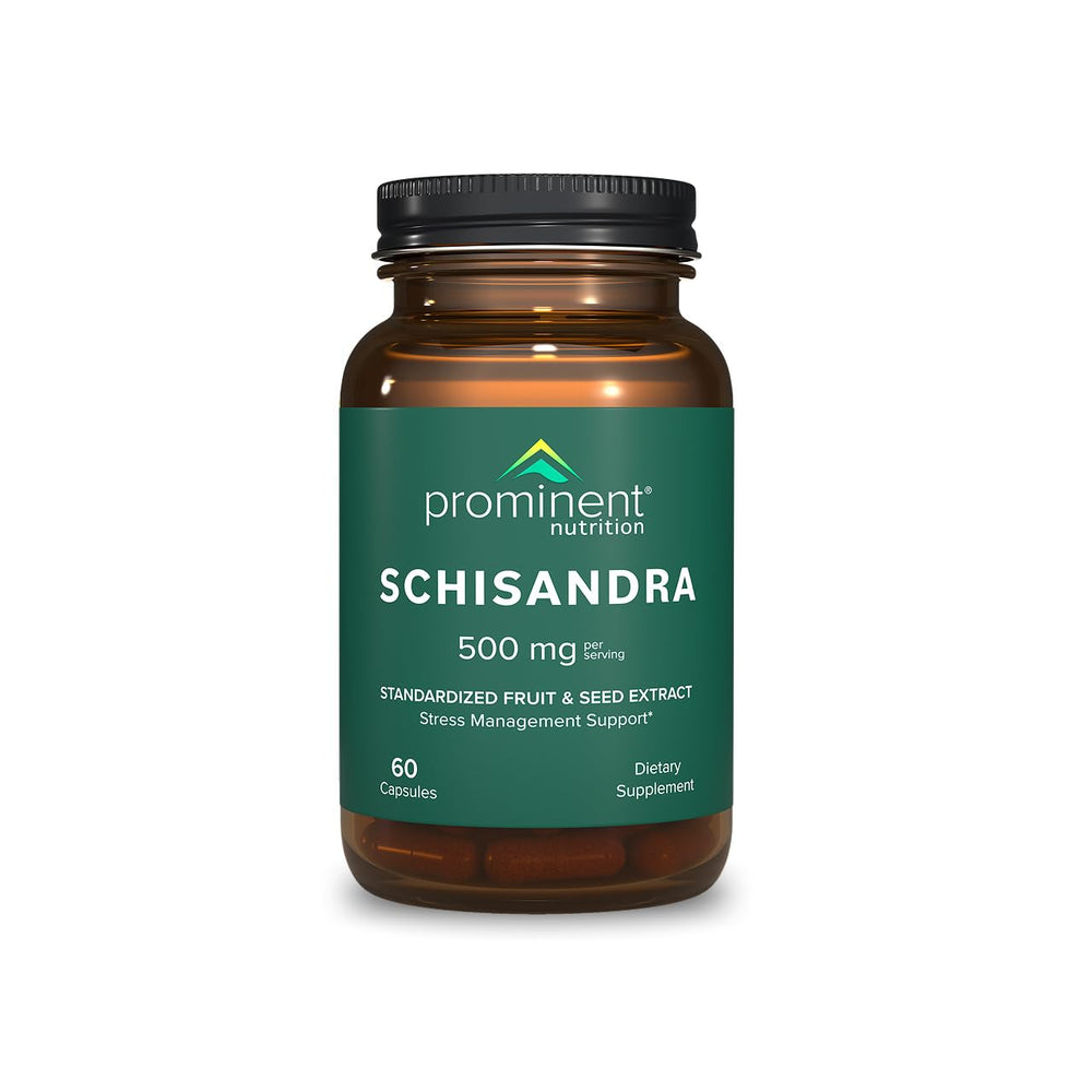 Prominent Nutrition Schisandra berry extract 60 capsules supports stress and liver health.