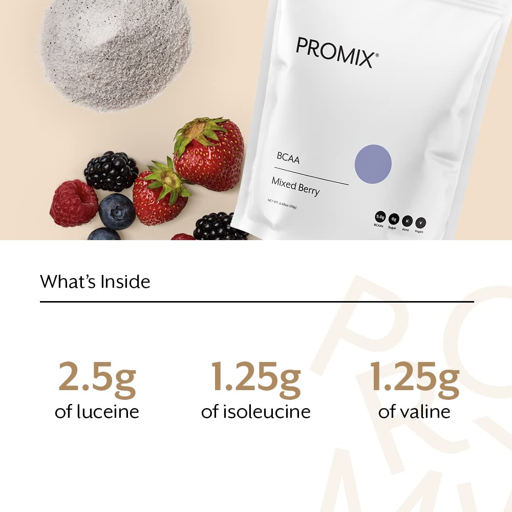 Promix BCAA powder dissolves quickly in water after a workout.