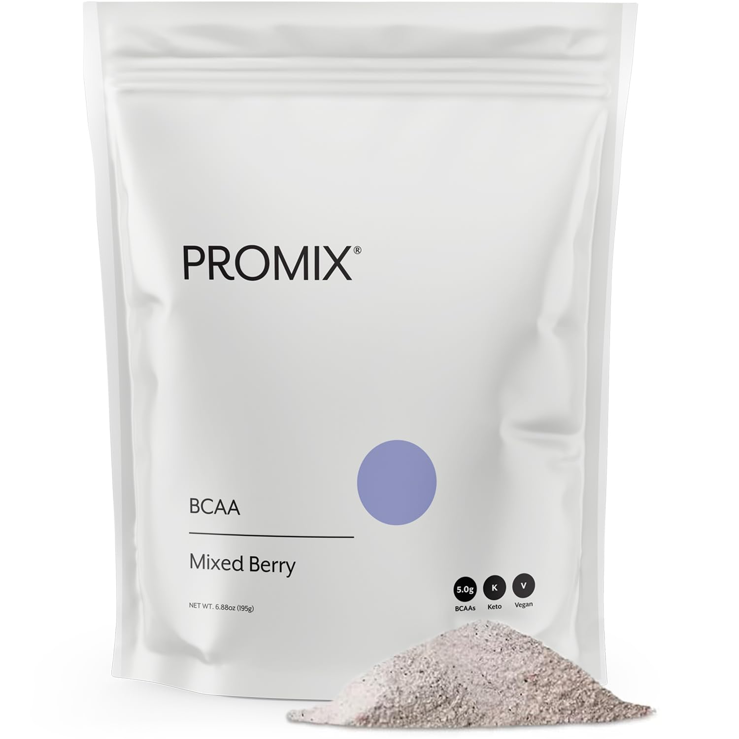 Promix BCAA powder front can shows vegan formula for post-workout support.