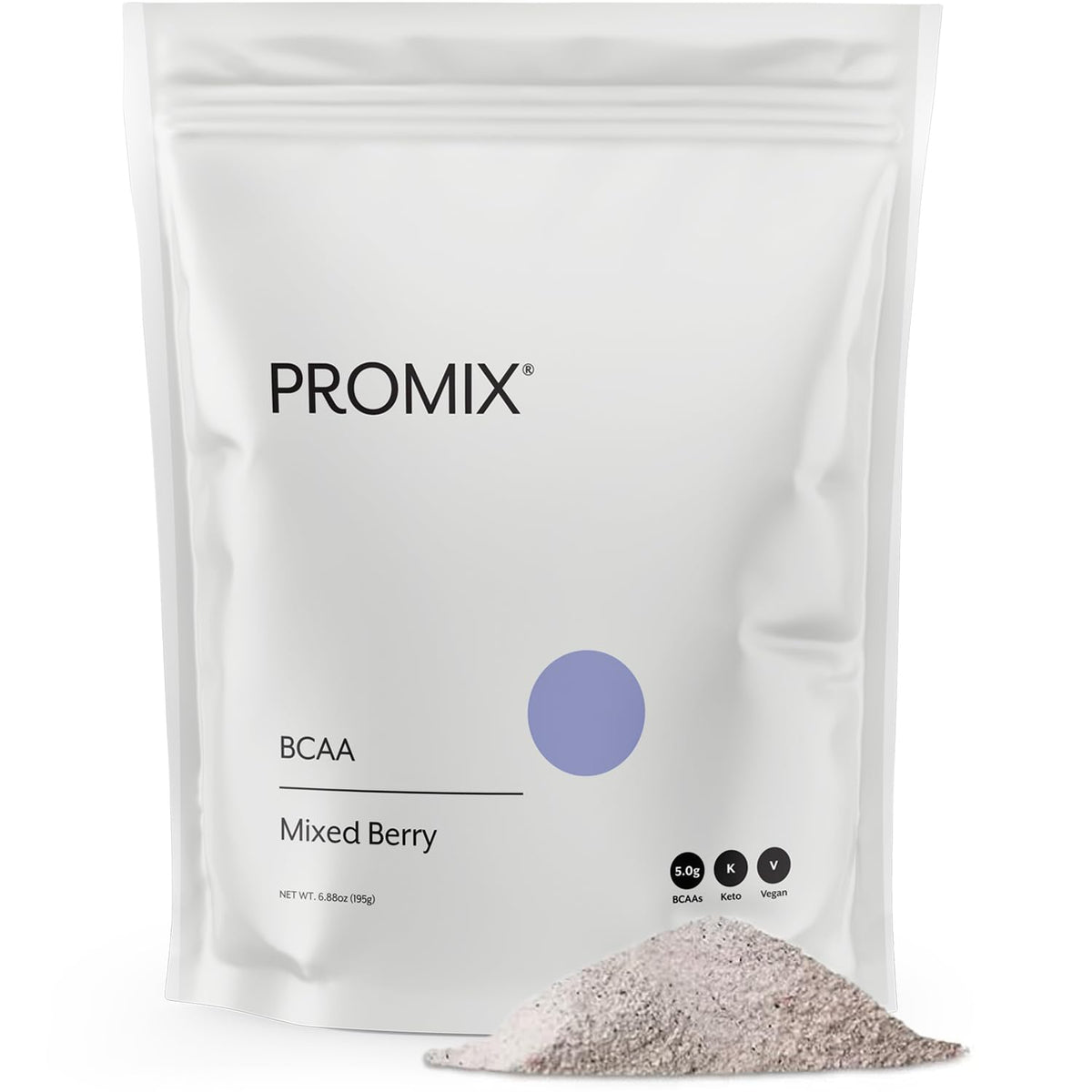 Promix BCAA powder front can shows vegan formula for post-workout support.