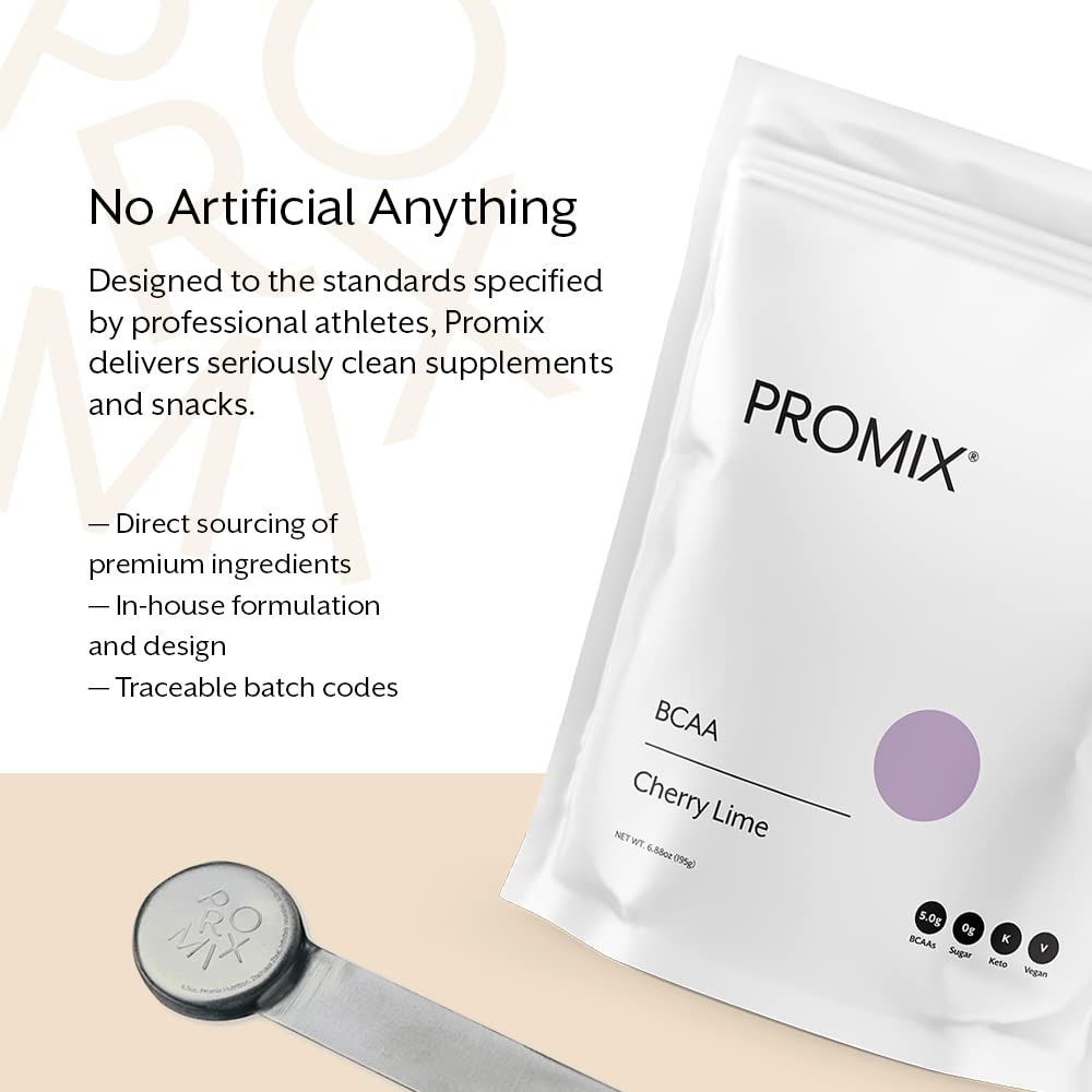 Promix packaging showing serving size and nutrition facts for Cherry Lime BCAA.
