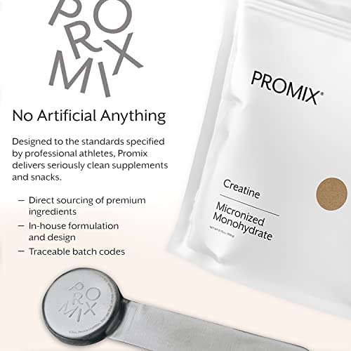 Close-up of ProMix Nutrition Creatine container highlighting 180 servings