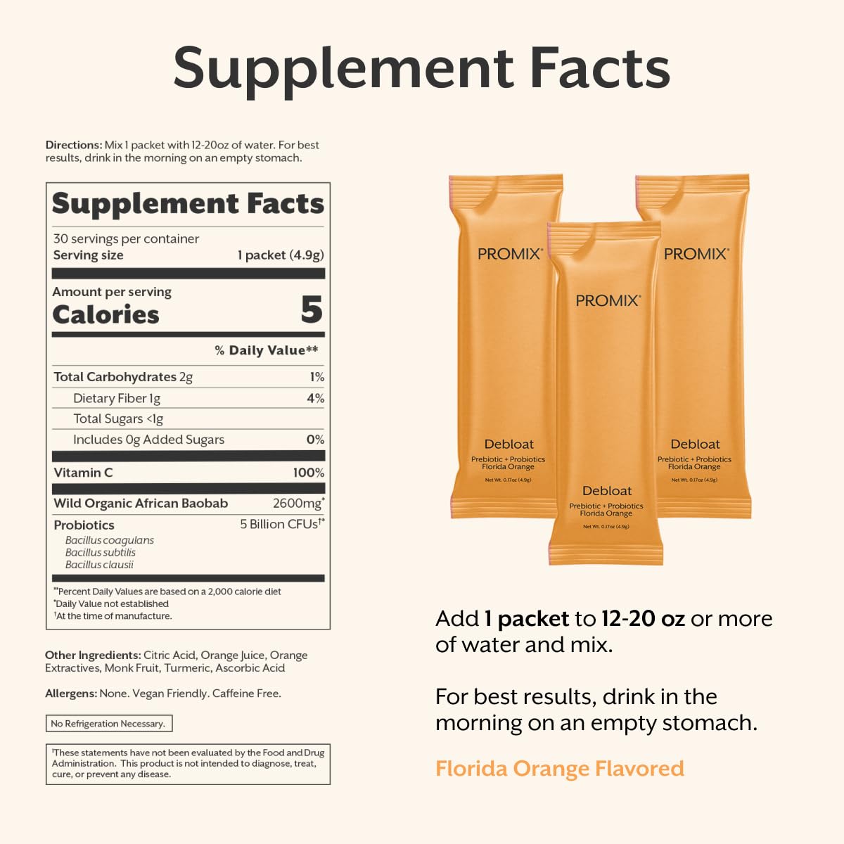 Daily dose scoop of ProMix Debloat for convenient use anywhere.