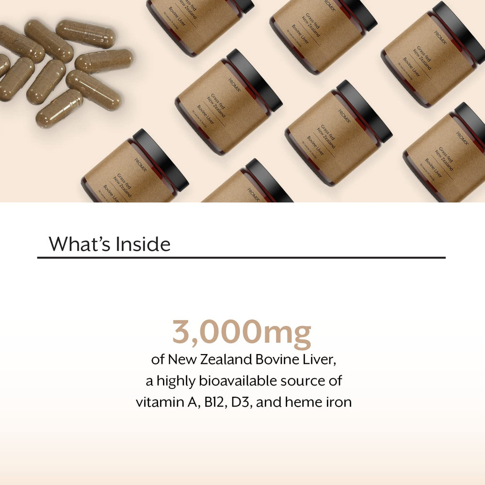 Promix Nutrition nutrition panel highlights liver-derived vitamins and heme iron