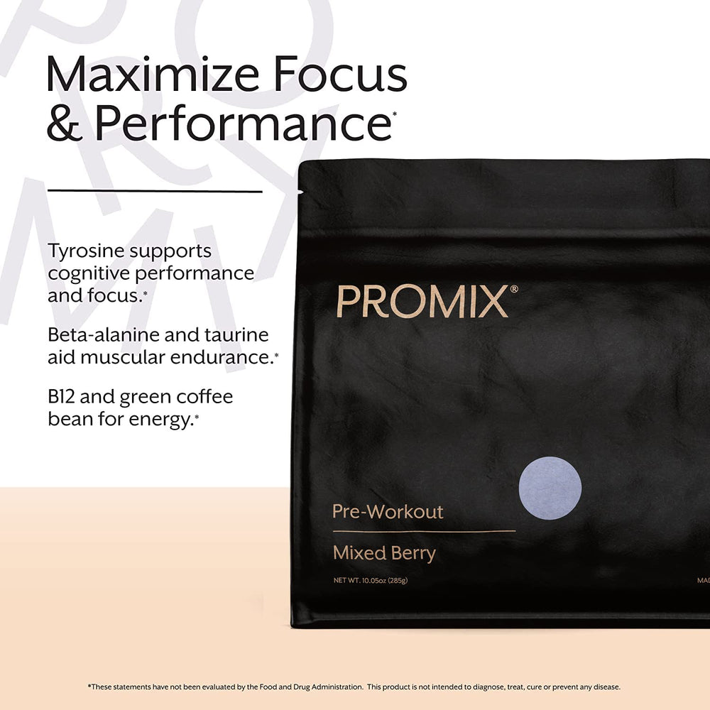 Promix Nutrition Pre-Workout Mixed Berry pour illustrating quick mix.