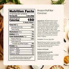 ProMix Protein Puff Bars coconut close-up shows marshmallow crisp texture