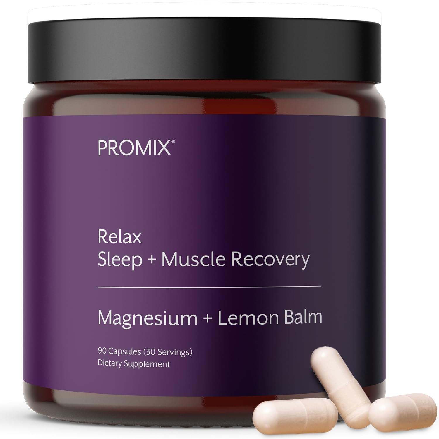 ProMix Nutrition Relax bottle front showing capsules for sleep and recovery
